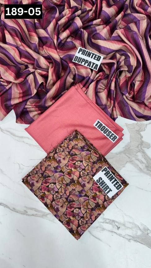 VOL 189 | DS 05 | DIGITAL PRINTED BANADORA DHANAK 3PC DYED TROUSER