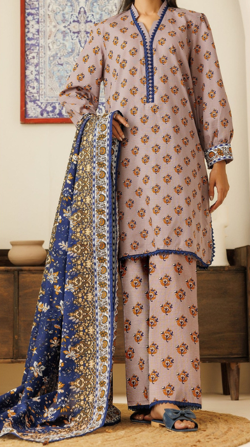 VOL 160 | DS 09 | DIGITAL PRINTED KHADDAR 3PC ZARI KHADDAR DUPATTA