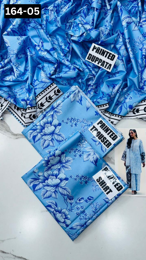 VOL 164 | DS 05 | DIGITAL PRINTED LINEN 3PC LINEN DUPATTA