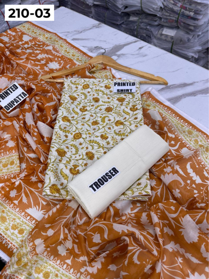 SAPPHIRE LAWN 3PC VOL 210 | DS 03 | DIGITAL PRINTED LAWN SHIRT VOIL LAWN DUPATTA DYED TROUSER