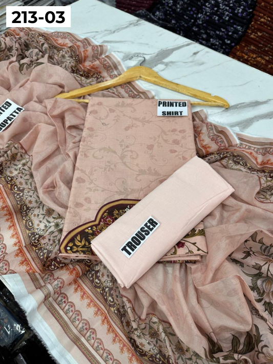 VOL 213 | DS 03 | SHANAYA LAWN DIGITAL PRINTED LAWN SHIRT PLAIN TROUSER VOIL LAWN DUPATTA