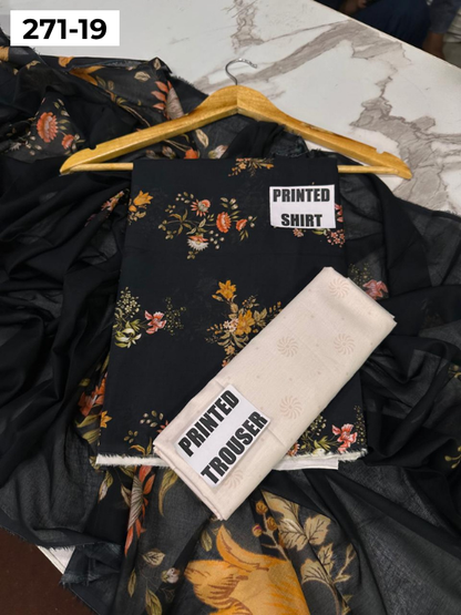 VOL 271 | DS 19 | Sana safinaz | DIGITAL PRINTED 3PC LAWN SHIRT, PRINTED TROUSER, PRINTED VOIL DUPATTA