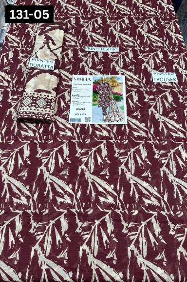 VOL 131 | DS 05 | DIGITAL PRINTED BANADORA LAWN 3PC VOIL LAWN DUPATTA