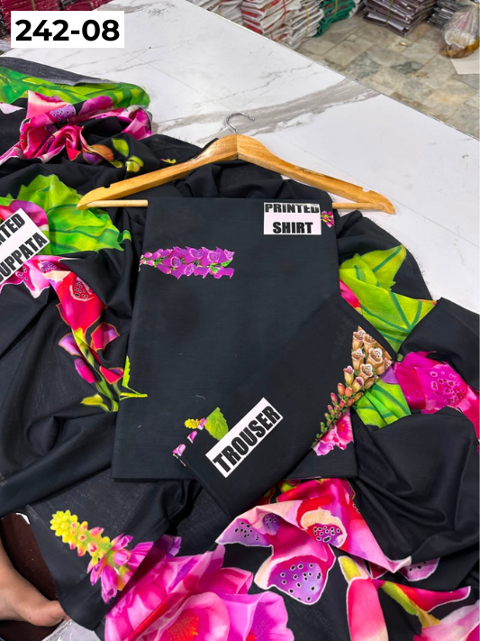 VOL 242 | DS 08 | MARIA B LAWN | 3PC DIGITAL PRINTED LAWN SHIRT, PRINTED TROUSER, PRINTED VOIL DUPATTA