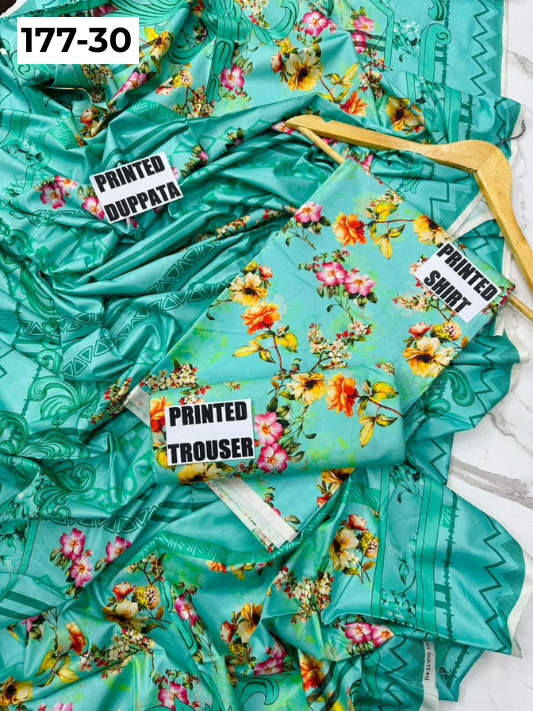 VOL 177 | DS 30 | DIGITAL PRINTED LINEN 3PC LINEN DUPATTA