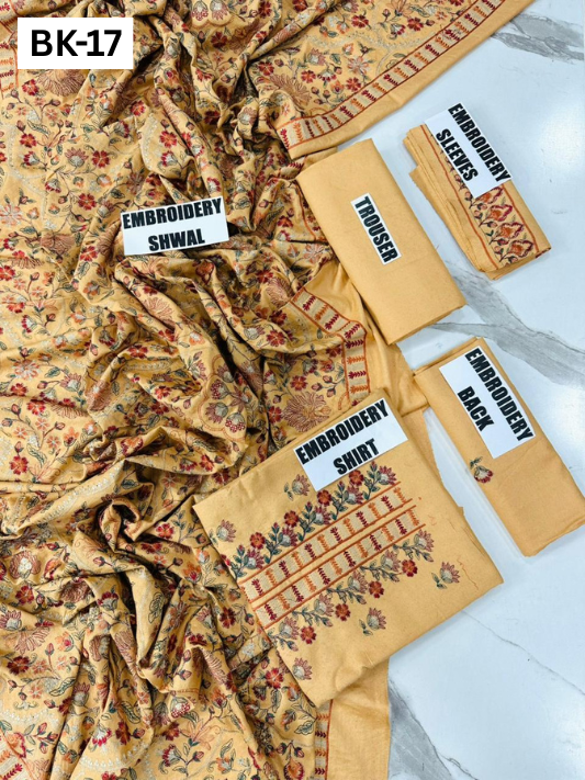 BAREEZE KARANDI | DS 17| KARANDI EMBROIDERED 3PC WITH EMBROIDERED SHAWLvvvvvv