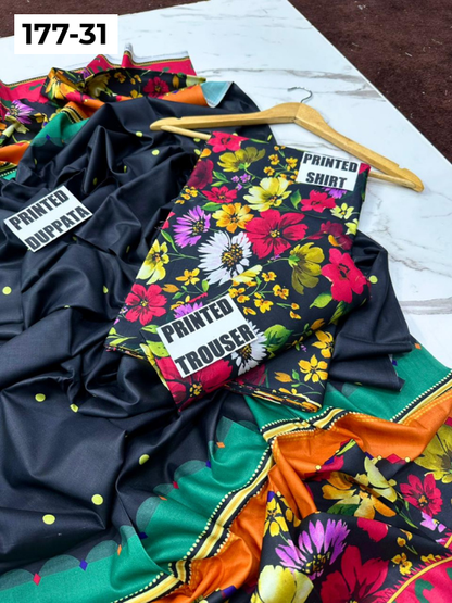 VOL 177 | DS 31 | DIGITAL PRINTED LINEN 3PC LINEN DUPATTA