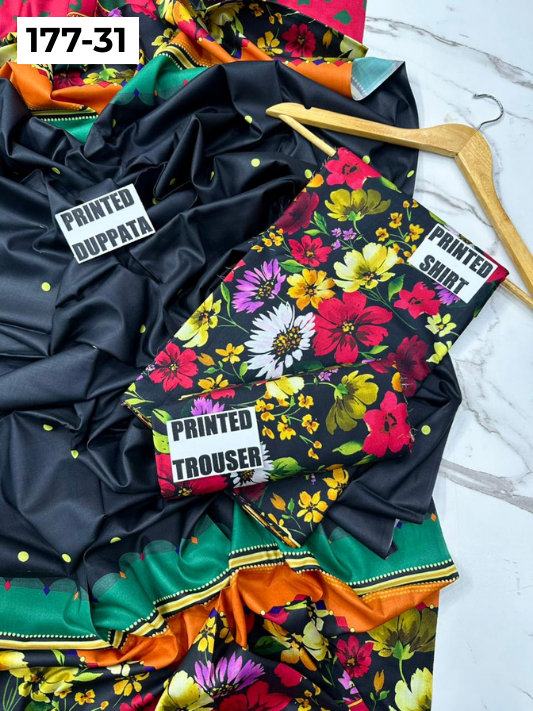 VOL 177 | DS 31 | DIGITAL PRINTED LINEN 3PC LINEN DUPATTA