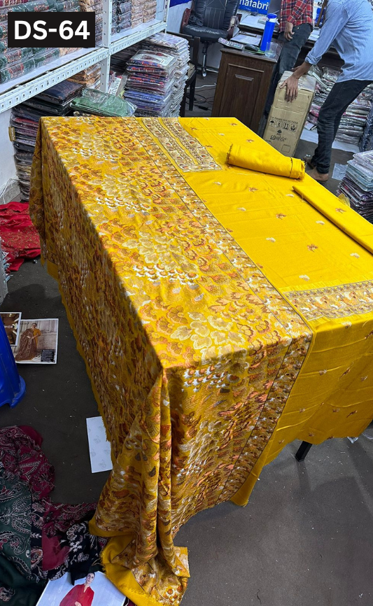 BAREEZE KARANDI | DS 64 | KARANDI EMBROIDERED 3PC WITH EMBROIDERED SHAWL