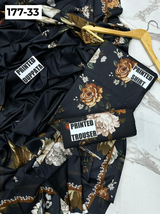 VOL 177 | DS 33 | DIGITAL PRINTED LINEN 3PC LINEN DUPATTA