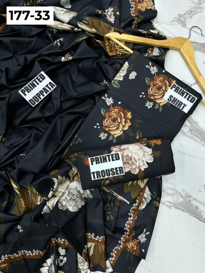 VOL 177 | DS 33 | DIGITAL PRINTED LINEN 3PC LINEN DUPATTA