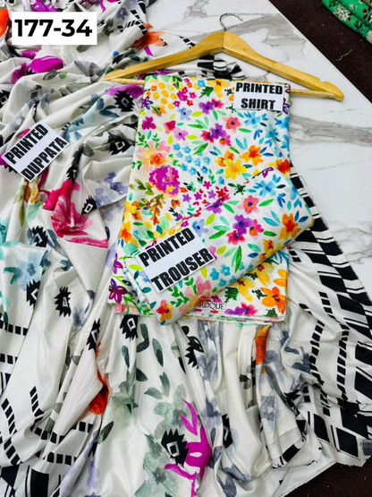 VOL 177 | DS 34 | DIGITAL PRINTED LINEN 3PC LINEN DUPATTA