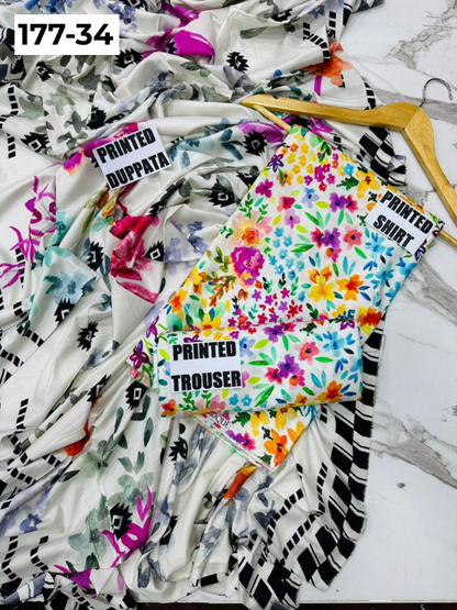 VOL 177 | DS 34 | DIGITAL PRINTED LINEN 3PC LINEN DUPATTA