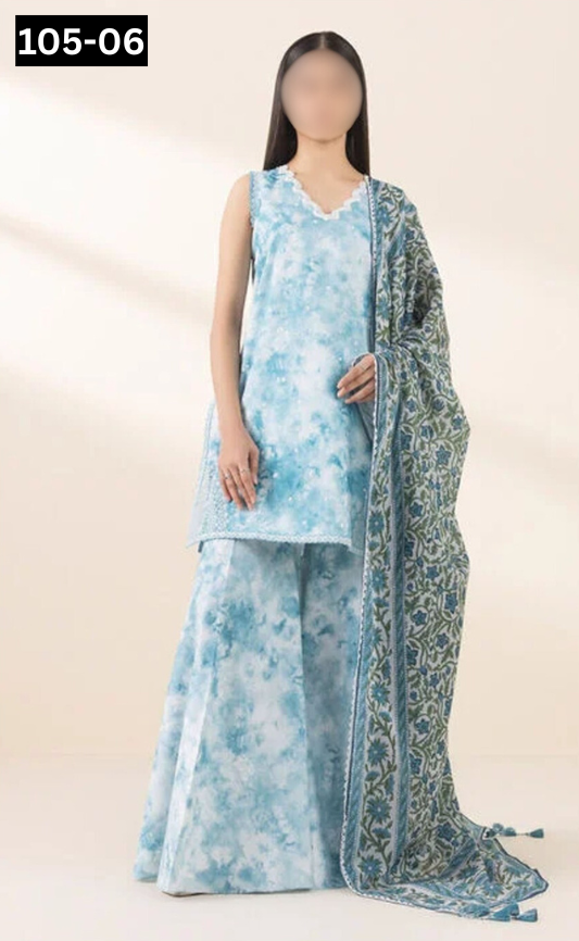 VOL 105 | DS 06 | DIGITAL PRINTED LAWN 3PC VOIL LAWN DUPATTA