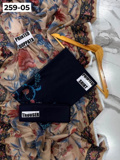 VOL 259 | DS 05 | SHANAYA | DIGITAL PRINTED 3PC LAWN SHIRT, DYED TROUSER, PRINTED VOIL DUPATTA