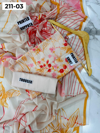 MADHAM BY LALA LAWN 3PC VOL 211 | DS 03 | DIGITAL PRINTED LAWN SHIRT VOIL LAWN DUPATTA DYED TROUSER