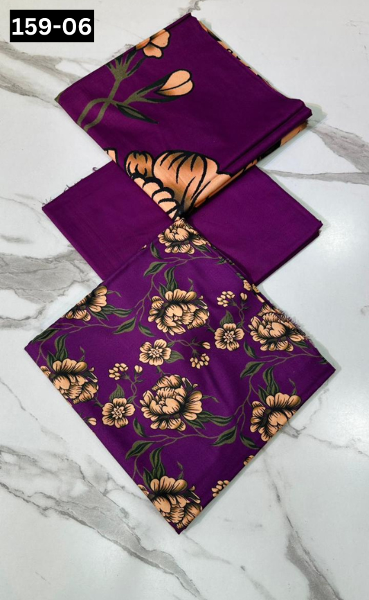 VOL 159 | DS 06 | DIGITAL PRINTED LINEN 3PC LINEN DUPATTA