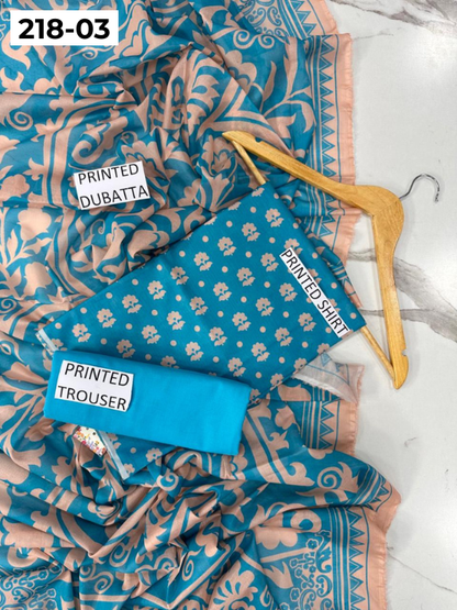 VOL 218 | DS 03 | Madham By Lala | LAWN DIGITAL PRINTED LAWN SHIRT PLAIN TROUSER VOIL LAWN DUPATTA