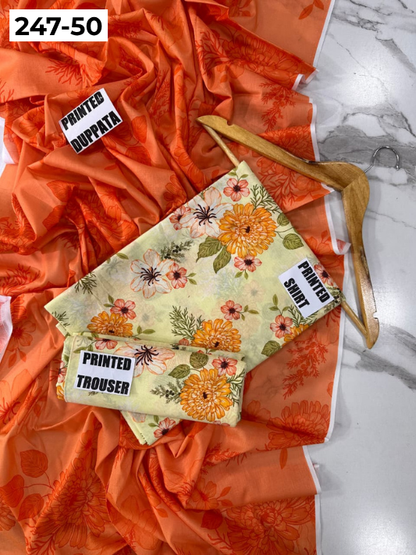 VOL 247 | DS 50 | DIGITAL PRINTED LAWN THREE PIECES VOIL LAWN DUPATTA