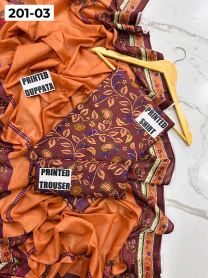 VOL 201 | DS 03 | DIGITAL PRINTED BANADORA LAWN 3PC VOIL LAWN DUPATTA