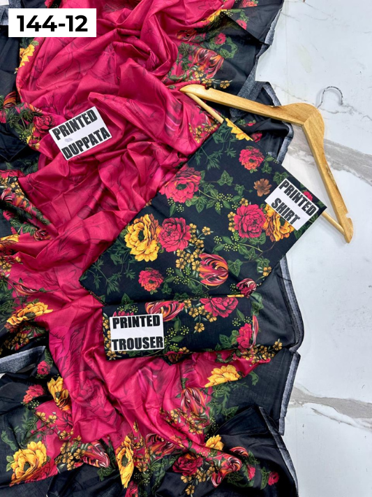 VOL 144 | DS 12 | DIGITAL PRINTED LAWN 3PC VOIL LAWN DUPATTA
