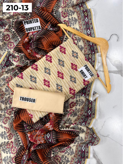 VOL 210 | DS 13 | SAPPHIRE LAWN 3PC DIGITAL PRINTED LAWN SHIRT VOIL LAWN DUPATTA DYED TROUSER