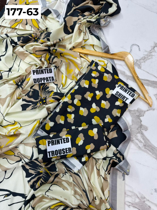 VOL 177 | DS 63 | DIGITAL PRINTED LINEN 3PC LINEN DUPATTA