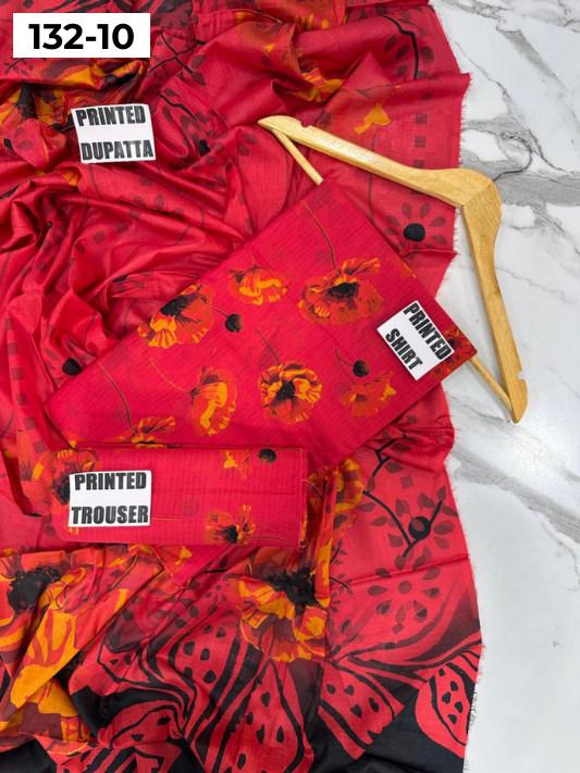 VOL 132 | DS 10 | DIGITAL PRINTED BANADORA LAWN 3PC VOIL LAWN DUPATTA