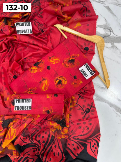 VOL 132 | DS 10 | DIGITAL PRINTED BANADORA LAWN 3PC VOIL LAWN DUPATTA