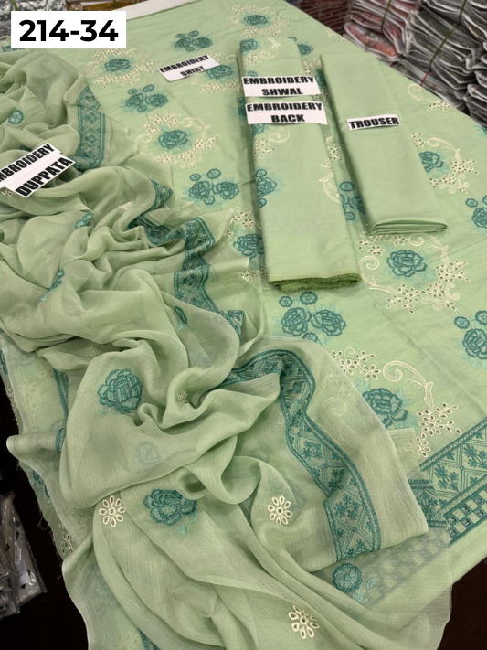 VOL 214 | DS 34 | LAWN LUXURY EMBROIDERED 3PC