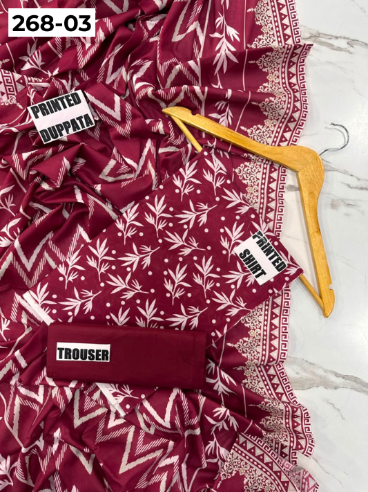 VOL 268 | DS 03 | Mirha LAWN |  DIGITAL PRINTED LAWN 3PC PRINTED LAWN SHIRT PLAIN TROUSER PRINTED LAWN DUPATTA