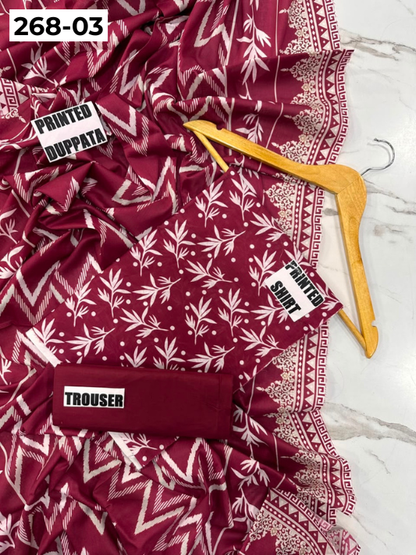 VOL 268 | DS 03 | Mirha LAWN |  DIGITAL PRINTED LAWN 3PC PRINTED LAWN SHIRT PLAIN TROUSER PRINTED LAWN DUPATTA