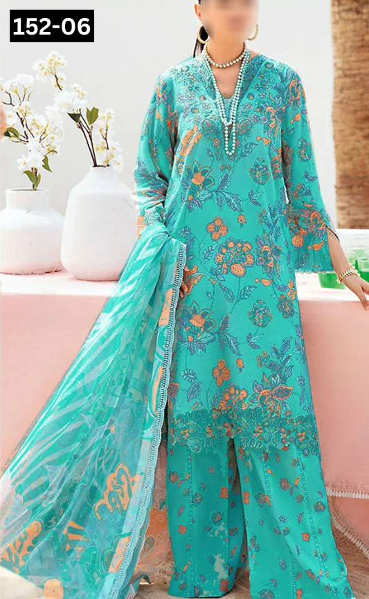 VOL 152 | DS 06 | DIGITAL PRINTED LINEN 3PC LINEN DUPATTA