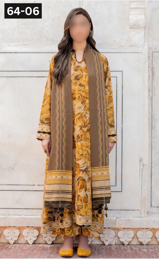 VOL 64 | DS 06 | DIGITAL PRINTED KHADDAR 3PC KHADDAR DUPATTA