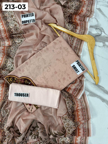 VOL 213 | DS 03 | SHANAYA LAWN DIGITAL PRINTED LAWN SHIRT PLAIN TROUSER VOIL LAWN DUPATTA