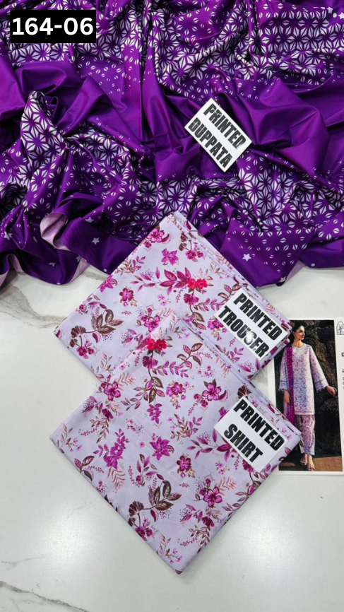 VOL 164 | DS 06 | DIGITAL PRINTED LINEN 3PC LINEN DUPATTA