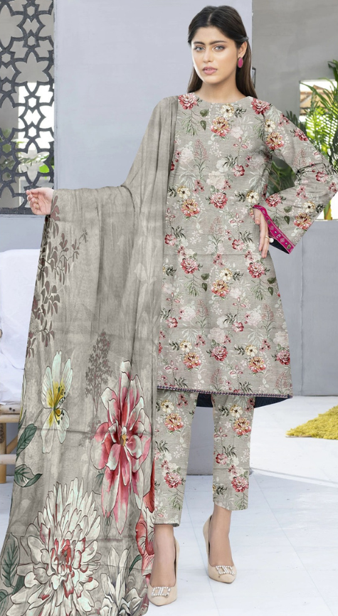 VOL 141 | DS 06 | DIGITAL PRINTED BANADORA LAWN 3PC VOIL LAWN DUPATTA