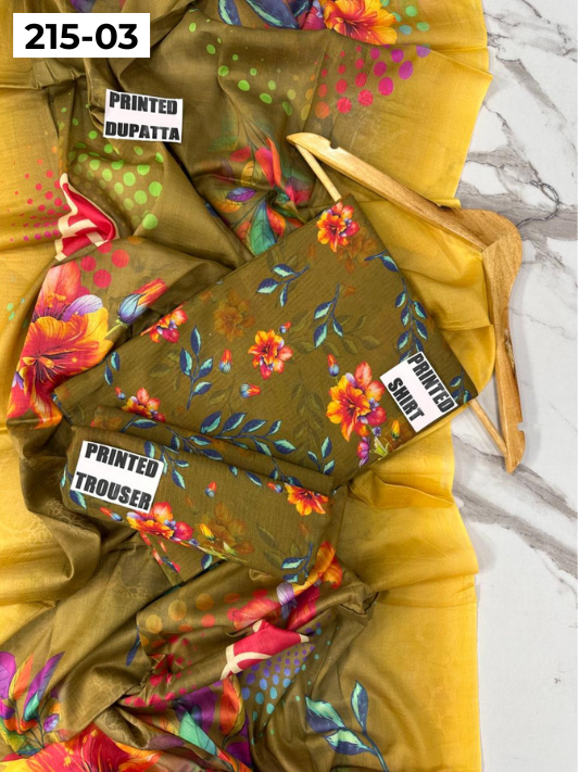 VOL 215 | DS 03 | DIGITAL PRINTED BANADORA LAWN 3PC VOIL LAWN DUPATTA