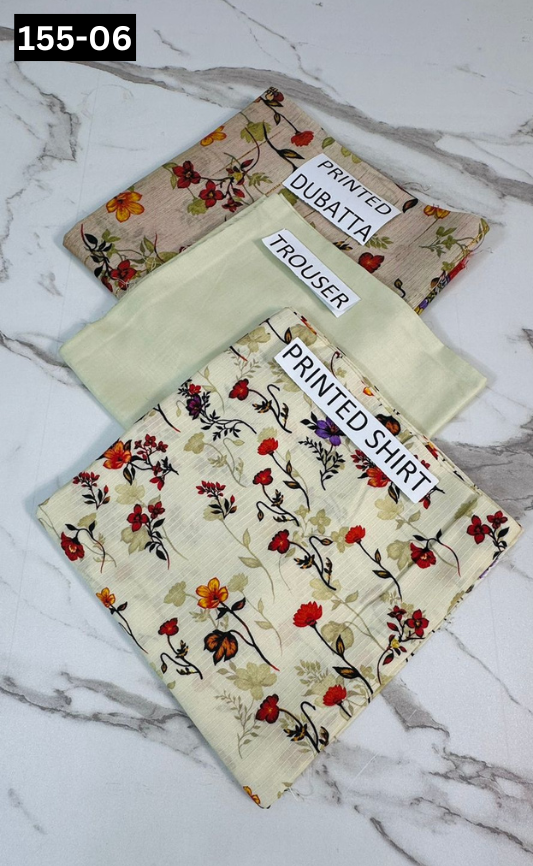 VOL 155 | DS 06 | DIGITAL PRINTED BANADORA LINEN 3PC LINEN DUPATTA