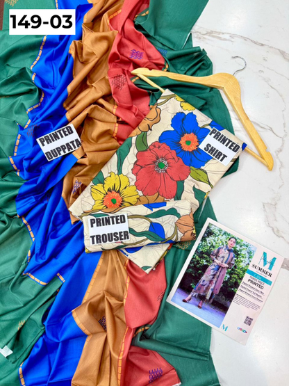 VOL 149 | DS 03 | DIGITAL PRINTED LAWN 3PC VOIL LAWN DUPATTA