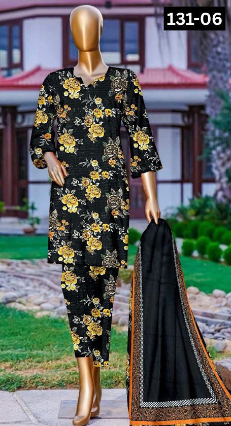 VOL 131 | DS 06 | DIGITAL PRINTED BANADORA LAWN 3PC VOIL LAWN DUPATTA