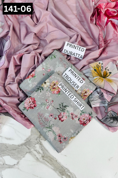 VOL 141 | DS 06 | DIGITAL PRINTED BANADORA LAWN 3PC VOIL LAWN DUPATTA