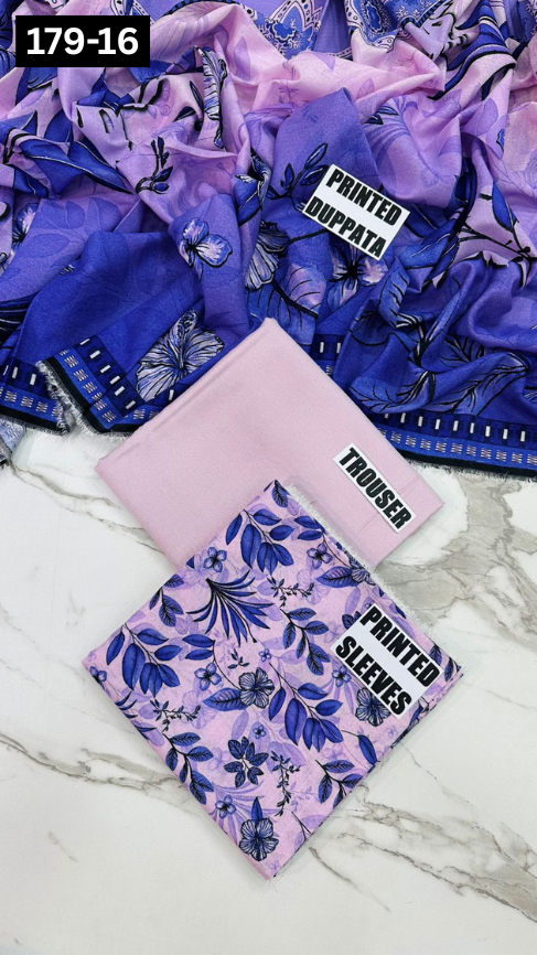 VOL 179 | DS 16 | DIGITAL PRINTED BANADORA KARANDI 3PC DYED TROUSER