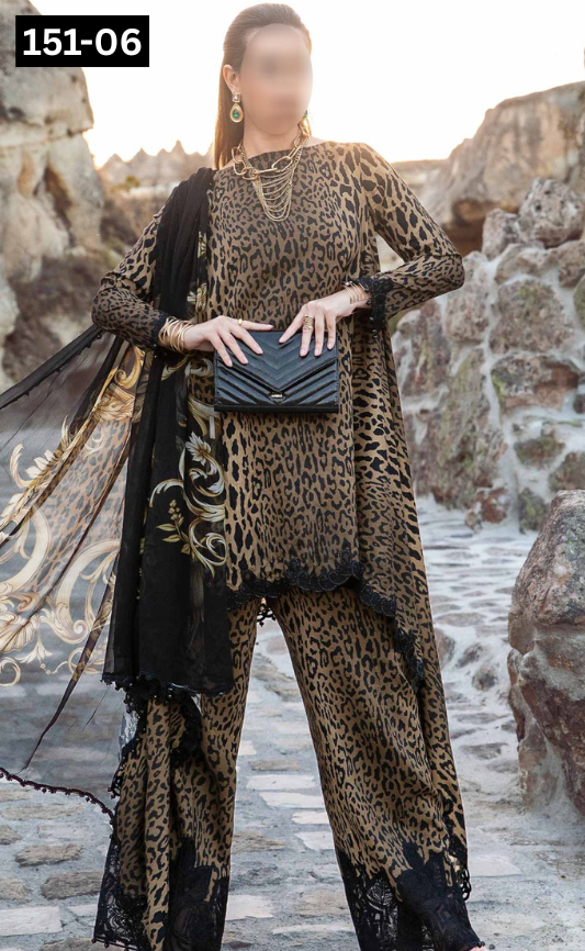 VOL 151 | DS 06 | DIGITAL PRINTED LINEN 3PC LINEN DUPATTA