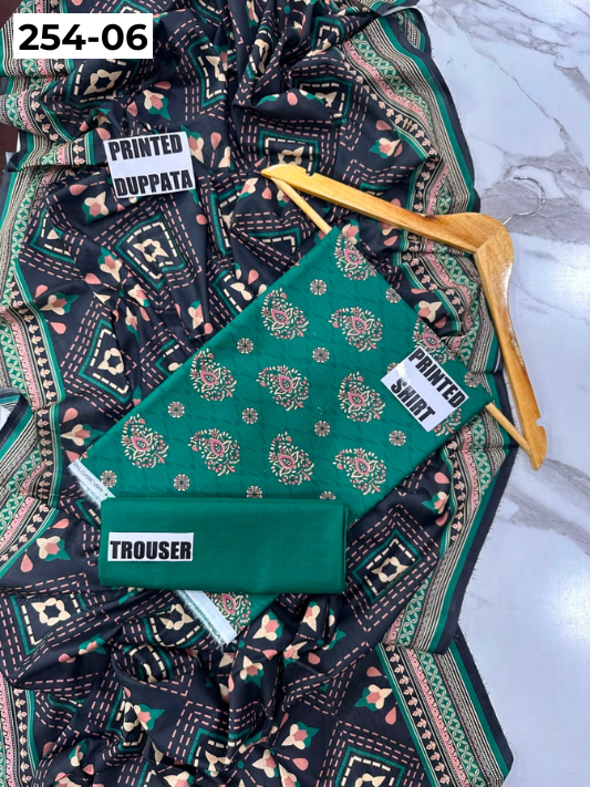 VOL 254 | DS 06 | Mirha LAWN | DIGITAL PRINTED LAWN 3PC PRINTED LAWN SHIRT PLAIN TROUSER PRINTED LAWN DUPATTA