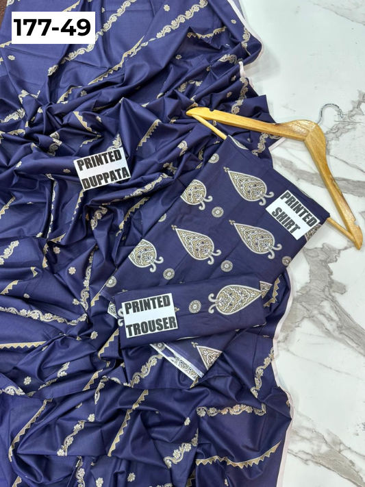 VOL 177 | DS 49 | DIGITAL PRINTED LINEN 3PC LINEN DUPATTA