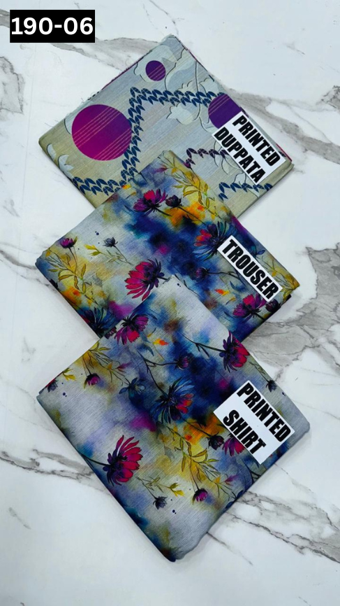 VOL 190 | DS 06 | DIGITAL PRINTED KHADDAR 3PC KHADDAR DUPATTA