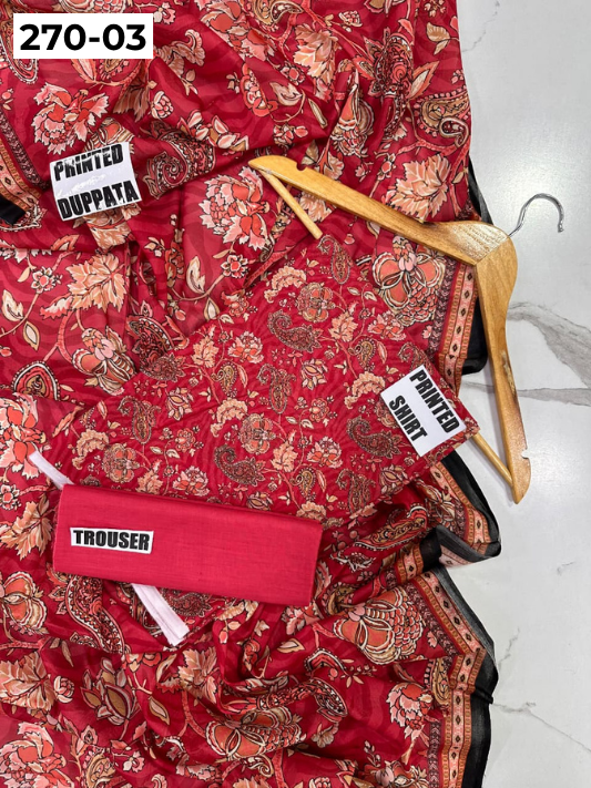 VOL 270 | DS 03 | Mirha LAWN |  DIGITAL PRINTED LAWN 3PC PRINTED LAWN SHIRT PLAIN TROUSER PRINTED LAWN DUPATTA