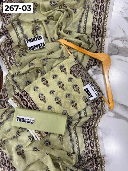 VOL 267 | DS 03 | Mirha LAWN |  DIGITAL PRINTED LAWN 3PC PRINTED LAWN SHIRT PLAIN TROUSER PRINTED LAWN DUPATTA