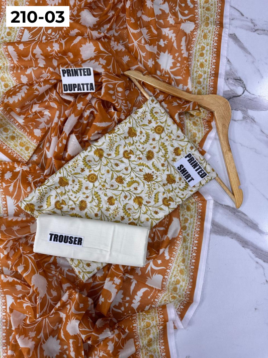SAPPHIRE LAWN 3PC VOL 210 | DS 03 | DIGITAL PRINTED LAWN SHIRT VOIL LAWN DUPATTA DYED TROUSER